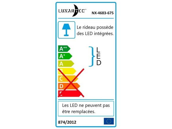 Classification énergétique du rideau lumineux à LED RVB Lunartec.