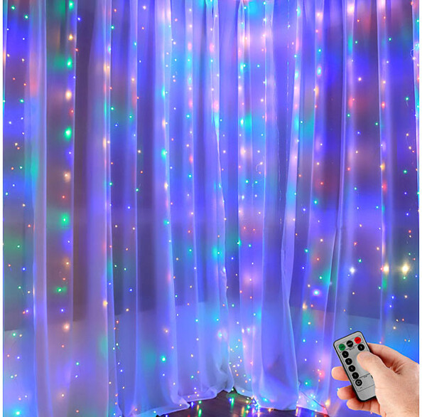 Rideau USB avec 100 LED rouges, vertes et bleues (10 x 30 LED)