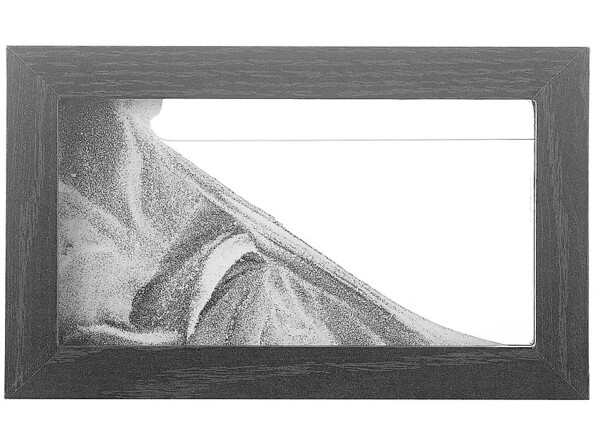 Tableau de sable noir et blanc en bois de 20 x 12 cm.