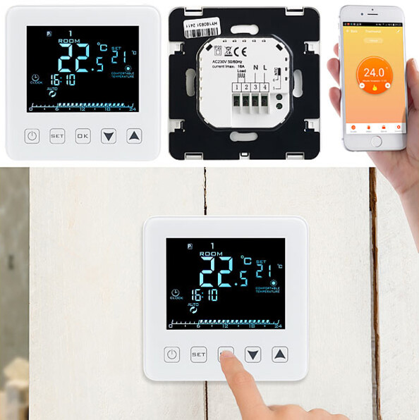 thermostat electronique wifi compatible application alexa google pour chauffage central plancher chauffant revolt