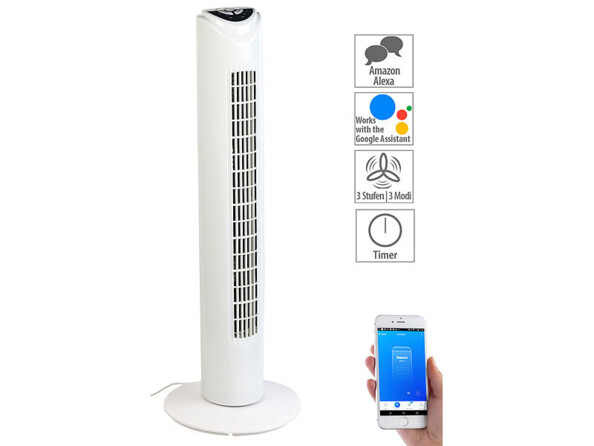 Ventilateur colonne compatible Amazon Alexa & Assistant Google (reconditionné)