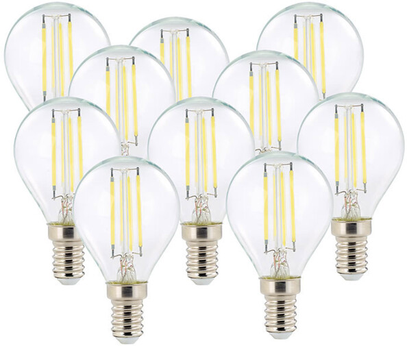 10 ampoules LED à filament - culot E14 - forme Goutte - Blanc