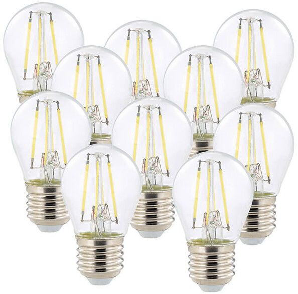 10 ampoules LED à filament - culot E27 - forme Goutte - Blanc
