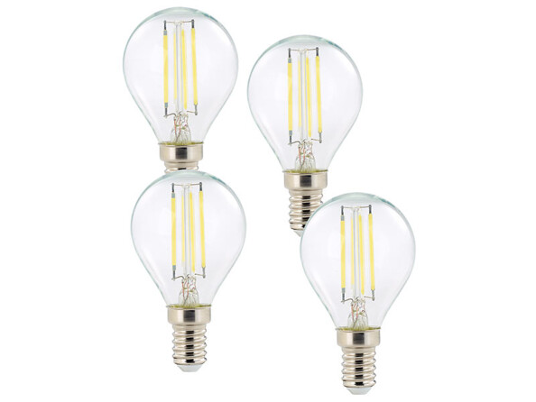 4 ampoules LED à filament - culot E14 - forme Goutte - Blanc