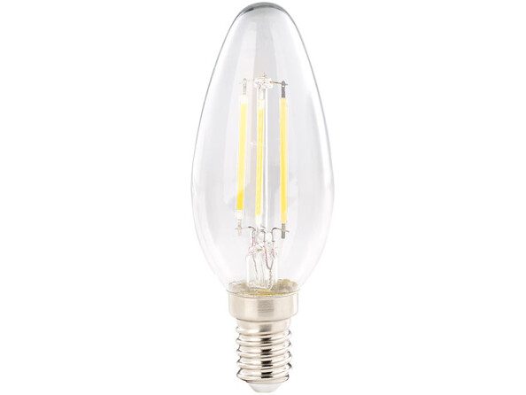 Ampoule bougie LED E14 B35 470 lm 360° A+ 4 W blanc chaud.