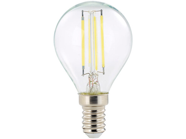 ampoule led a filament design retro avec eclairage 360 forme goutte g45 culot e14 luminea version blanc du jour