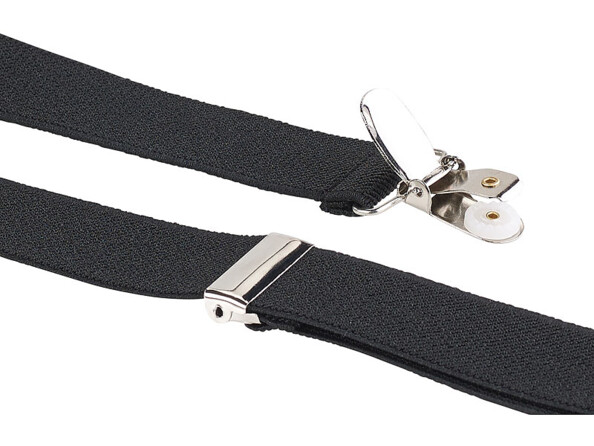 Bretelles étroites, en forme de Y, 3 clips, application en similicuir, noir