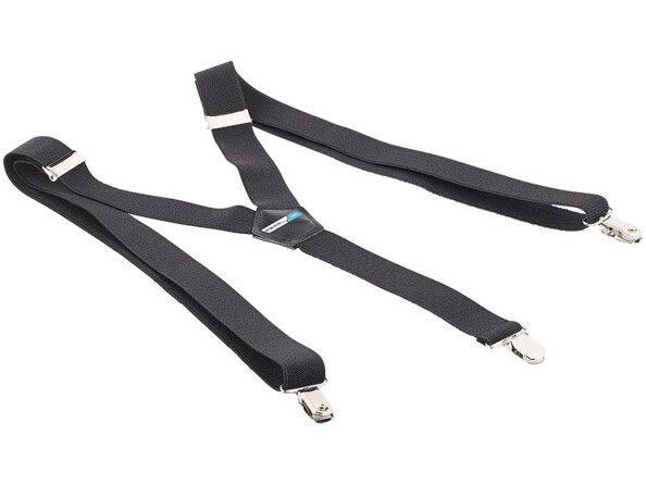 Bretelles étroites, en forme de Y, 3 clips, application en similicuir, noir