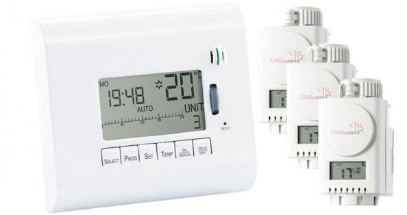 Contrôleur de température sans fil CASAcontrol avec 3 thermostats radiateurs