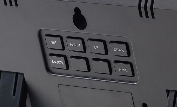 Panneau de contrôle de l'horloge avec réglage des fonctions d'alarme et trou de fixation murale