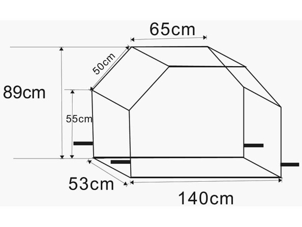 Bâche de protection avec shema montrant ses dimenssions