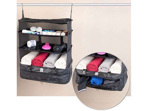 exemple d'utilisation du Sac de rangement avec mini dressing dépliable