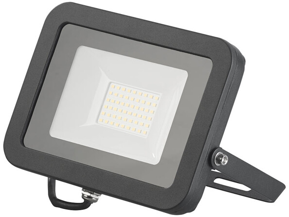projecteur led haut efficacité energetique 50w blanc chaud étanche pluie et neige fixation murale luminea
