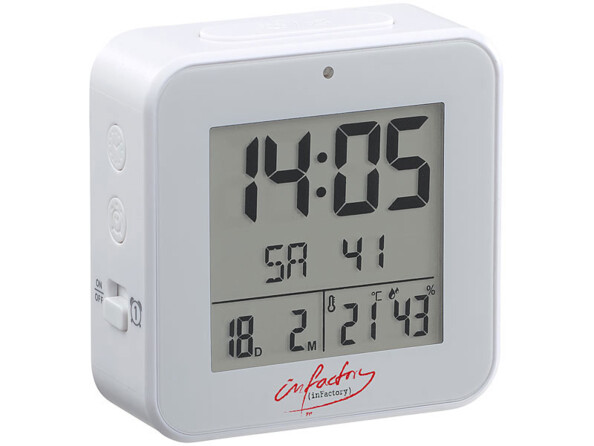 Réveil radio-piloté avec thermomètre et hygromètre digitaux