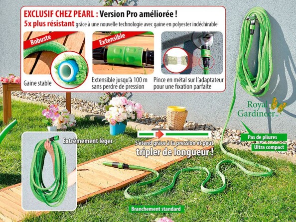 Tuyau d'arrosage extensible PRO.V2, 7 - 20 mètres.