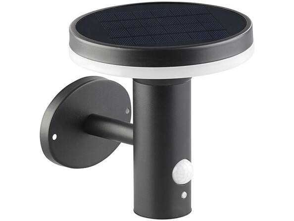 applique murale solaire d'exterieur design noir mat avec detecteur luminosité et mouvement lunartec