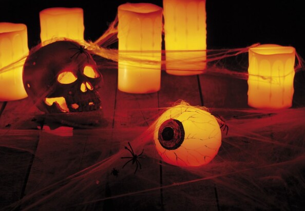 Bougie LED en cire véritable ''Oeil d'Halloween'