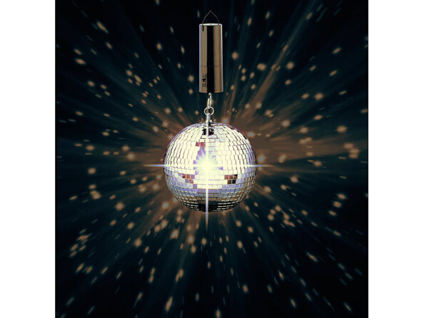 Boule à facettes rotative alimentée par pile suspendue au plafond avec effets de projection