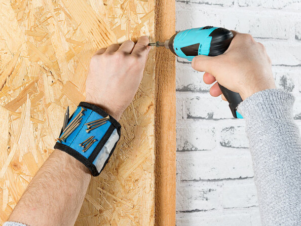 Bracelet magnétique pour clous et vis avec 6 aimants, élastique et mini-poche