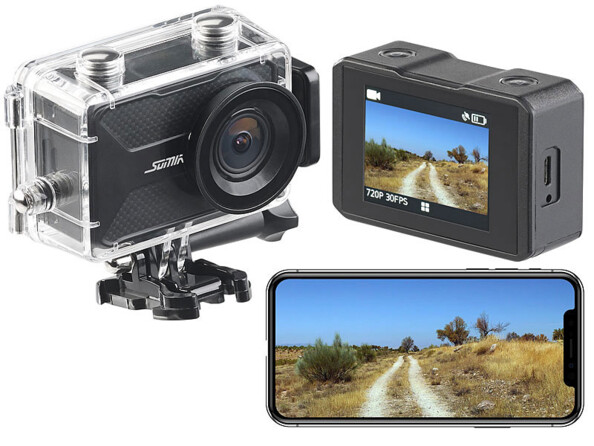 Caméra sport 4K connectée avec wifi, capteur Sony et boîtier étanche et Webcam