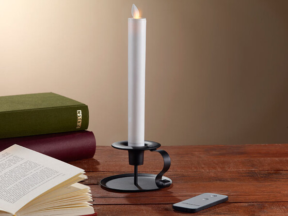 Chandelle à LED avec son bougeoir - Blanc / Noir