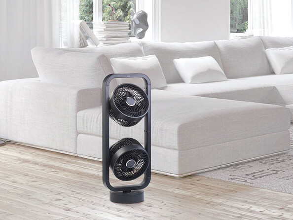 Ventilateur à double rotor avec télécommande et panneau tactile