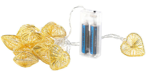 Guirlande lumineuse ''cœurs'' dorés