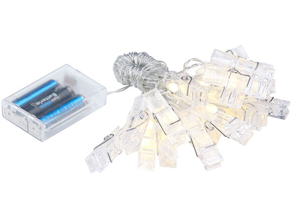 Guirlande porte-photos avec 20 pinces à LED (6 m)