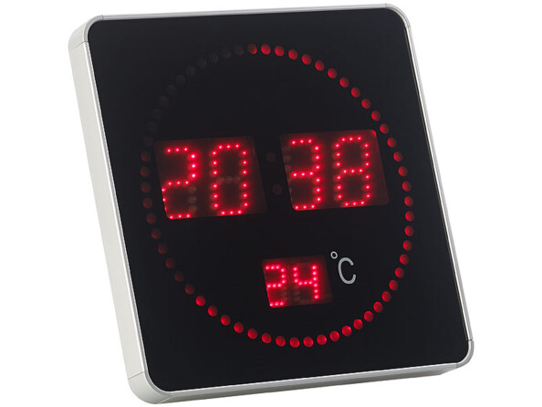 Horloge murale radio-pilotée à LED de la marque Lunartec.