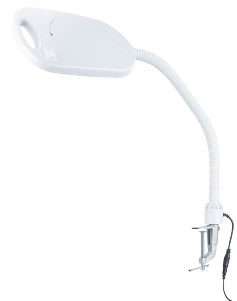 Lampe et loupe 2 en 1 coloris blanc à alimentation secteur pour travaux précis