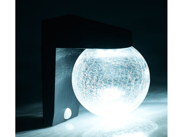 Lampe murale solaire à LED en verre craquelé avec détecteur de mouvement (Reconditionné)