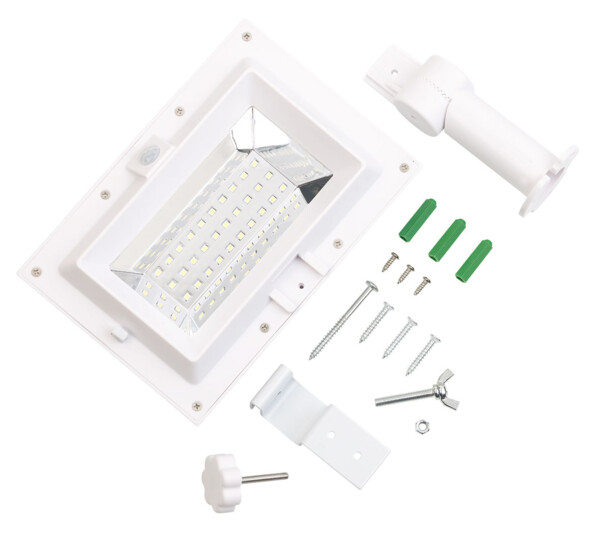 Lampe solaire à LED 6 W pour mur et gouttière avec capteur PIR - Blanc