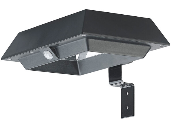 2 lampes solaires à LED 6 W pour mur et gouttière avec capteur PIR - Noir