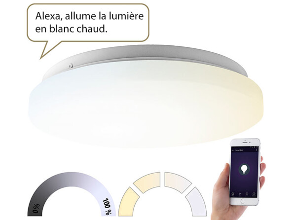 Plafonnier connecté CCT 24 W de Ø 39 cm par Luminea Home Control.