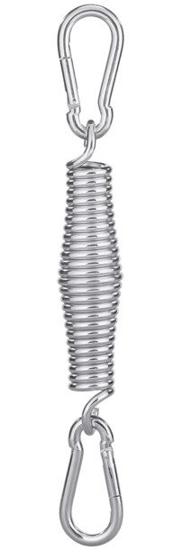 Ressort en acier 72A avec 2 mousquetons pouvant supporter respectivement 120 et 200 kg chacun conçus pour amortir les mouvements du corps et adoucir les balancements du fauteuil suspendu ou du hamac