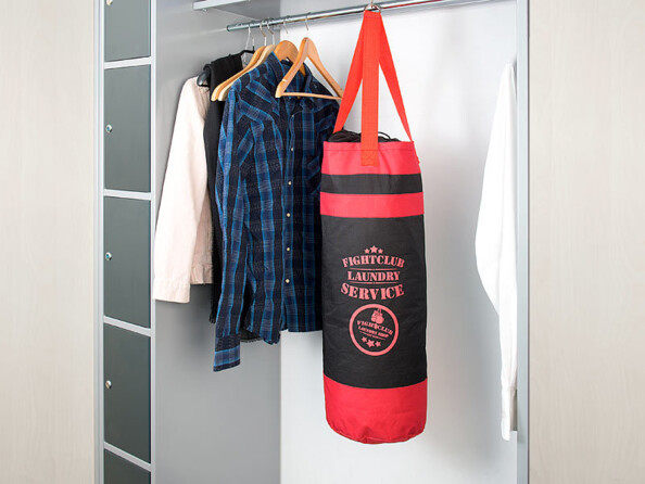 Sac à linge design sac de frappe avec cordon de serrage et anneaux de suspension