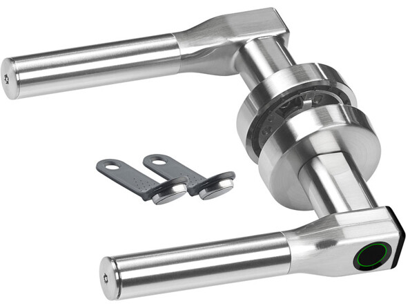 Pièces de la serrure connectée.