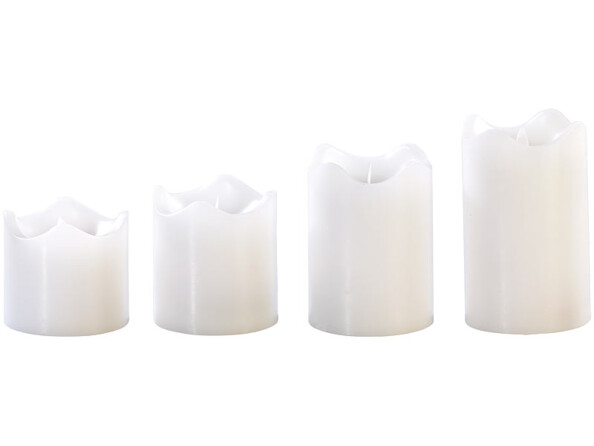 Set de 4 bougies LED en cire véritable - Blanc avec flamme vacillante