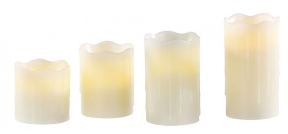 Set de 4 bougies LED en cire véritable - Blanc