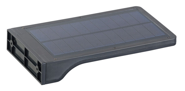 Vue du dessus du spot mural LED avec panneau solaire 2 W intégré pour chargement de la batterie rechargeable