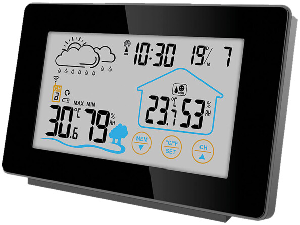 Station météo FWS-265 Infactory Grand écran couleur tactile rétroéclairé : 11 x 6 cm