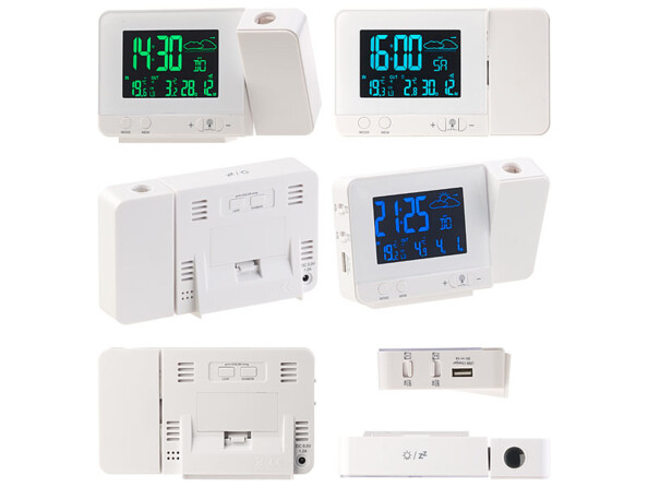 Les différentes vues du Réveil à projection et station météo sans fil