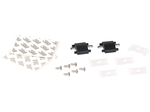 Système de 3 réglettes LED vue sur les accessoires de fixation