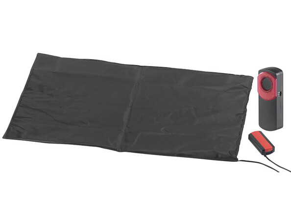 Tapis de sol avec unité émettrice, sonnette avec rail de maintien, matériel de montage et mode d'emploi en français