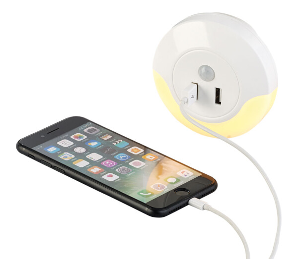 2 veilleuses à LED automatiques sur prise de courant avec 2 ports USB