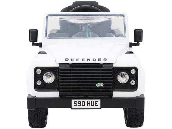 Voiture pour enfant Land Rover blanc vu de face.