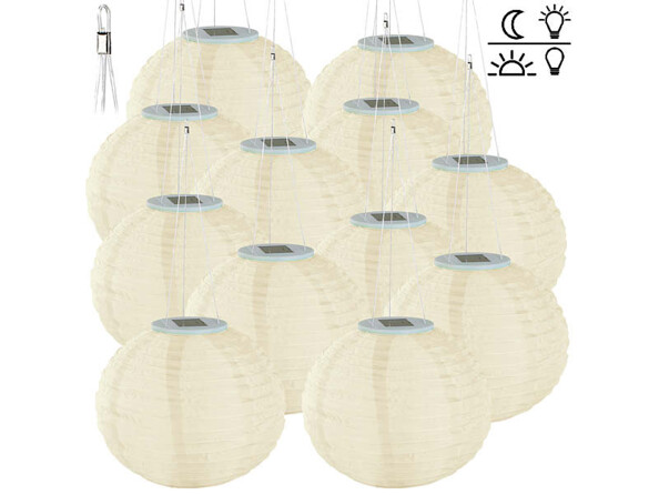12 lampions solaires Ø 30 cm à LED blanc chaud - x6