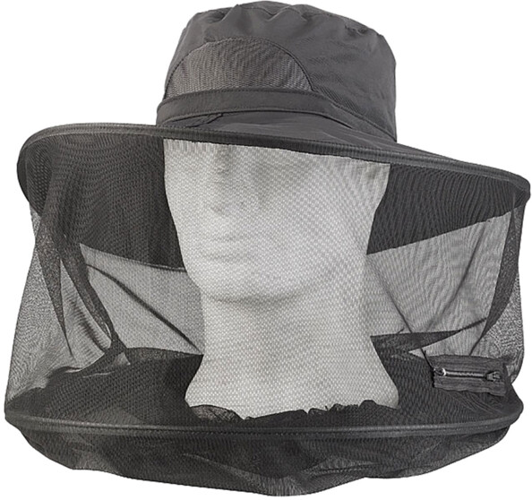 Chapeau avec moustiquaire intégrée présenté sur un mannequin de tête Semptec