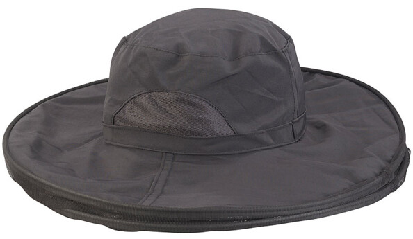 Chapeau bob noir à large bord en tissu souple pliable Semptec