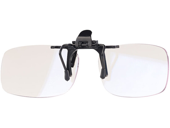 Surlunettes à clipser avec verres rectangulaires clairs, clip central à levier et pattes latérales antidérapantes (CROSS-REF fn3)